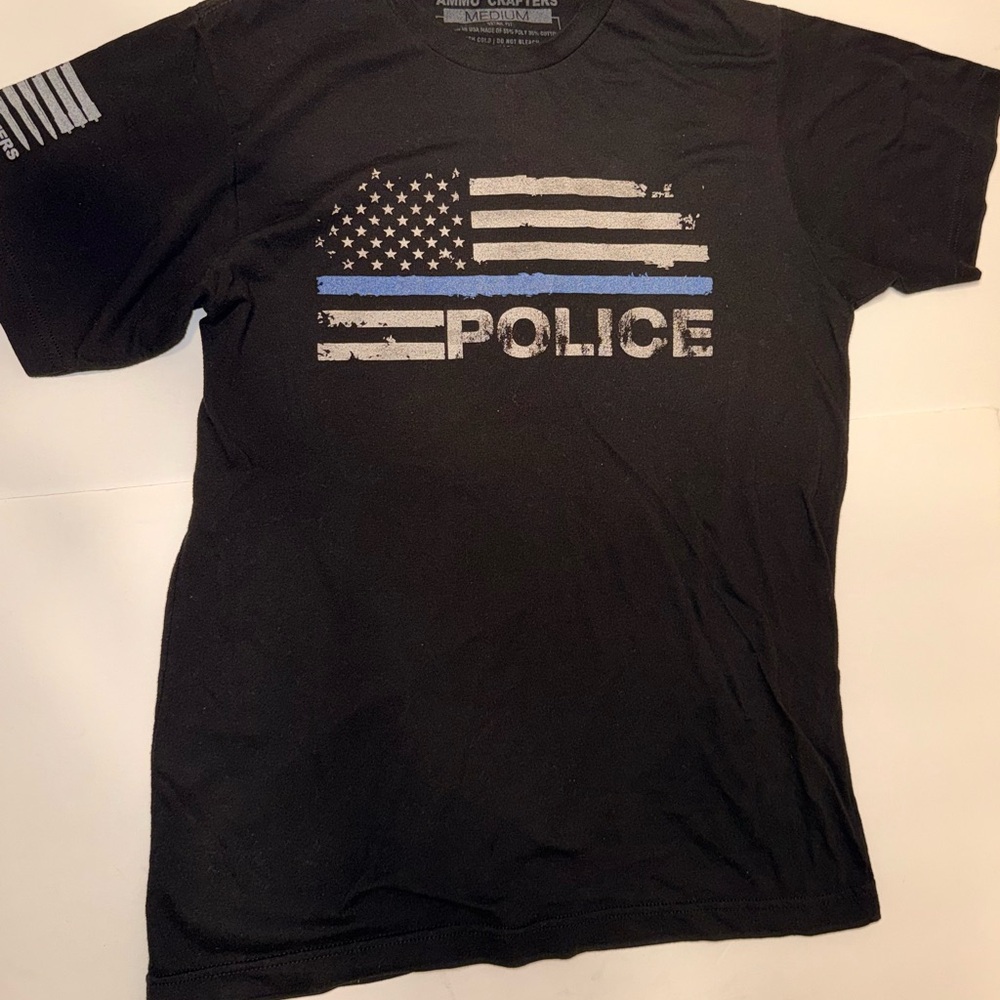 Ammo Crafters Police Thin Blue Line Shirt Mens Medium Black American Graphic Tee